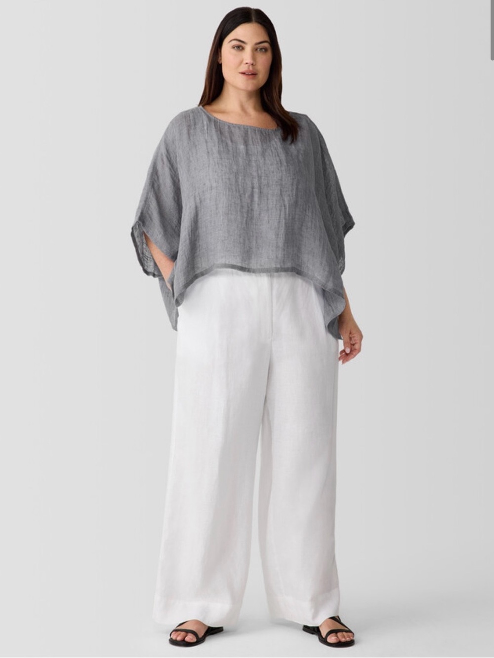 Eileen Fisher Organic Linen Bateau Neck Poncho